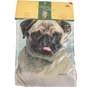 Toland Garden Flag 12.5 x 18 Pug Dog Vintage New Fade Mildew Resistant